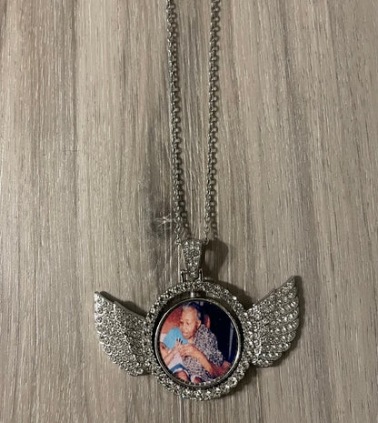 Memory photo wings necklace
